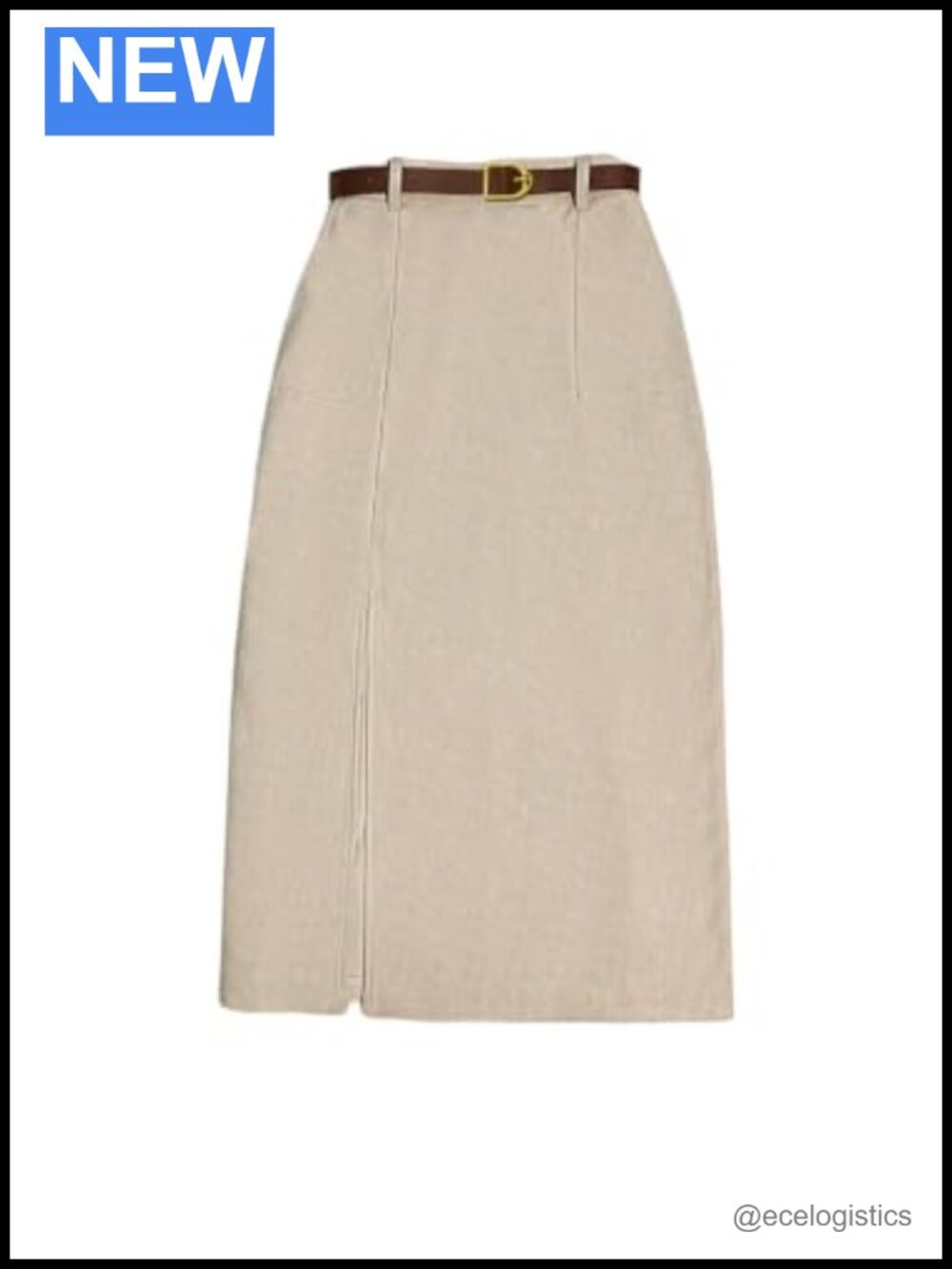 Corduroy Split Midi Pencil Skirt Belted Business Casual Work